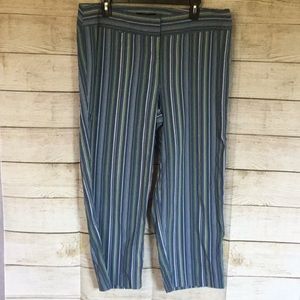 LANE BRYANT BLUE STRIPED CAPRIS SIZE 16